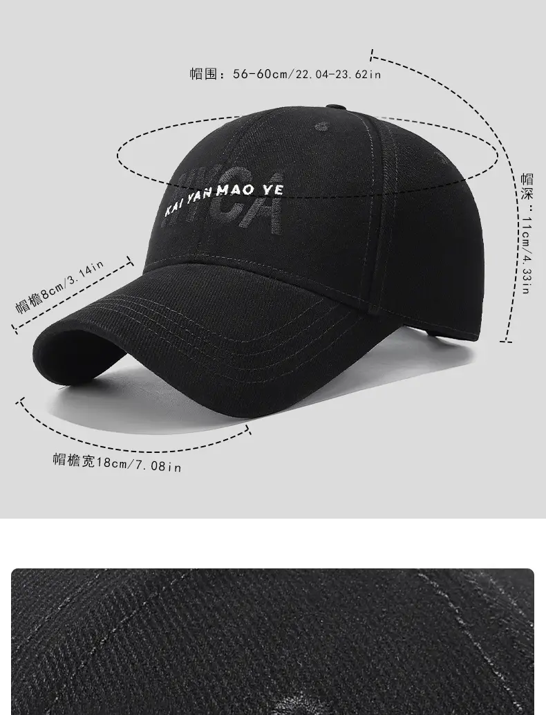 Four Seasons Baseball Cap with Letter Embroidery Black — feature 5