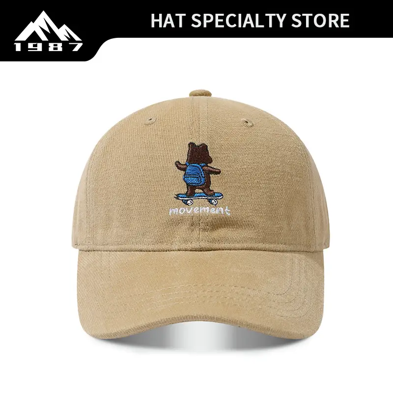 Japanese Retro Skateboard Bear Cap Black - Image 3