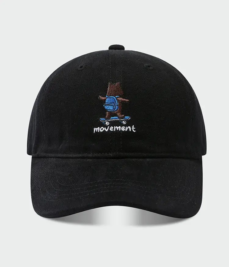 Japanese Retro Skateboard Bear Cap Black — feature 12