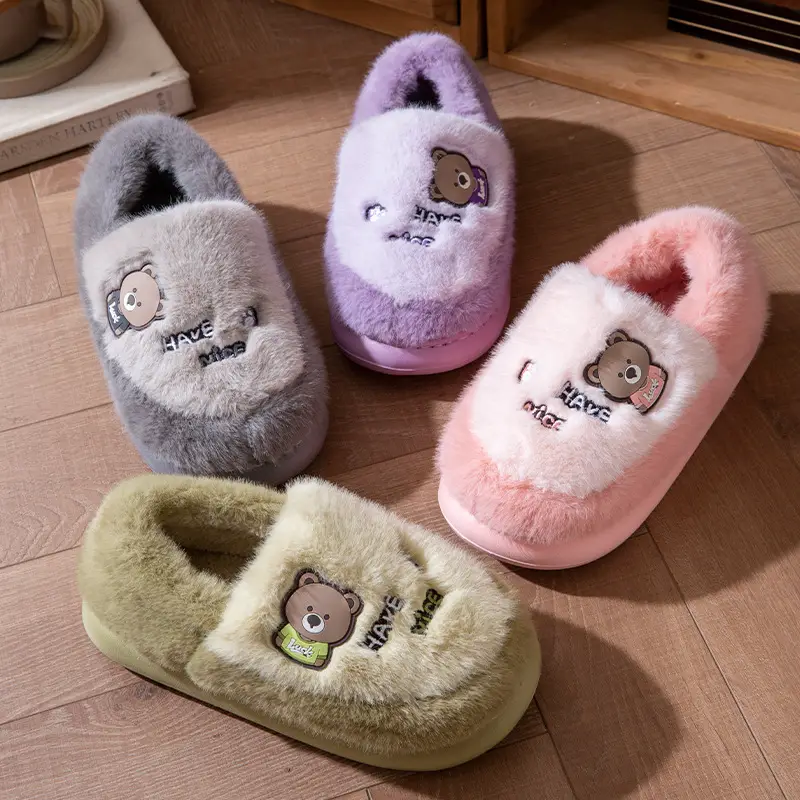 2025 Outer Wear Cotton Slippers for Women with Thick Soles for Home Use in Winter Indoor Warm Home Men's Furry Slippers - Image 9