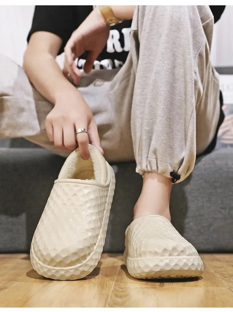 Winter Cotton Slippers Men Cream Warm Indoor — feature 12