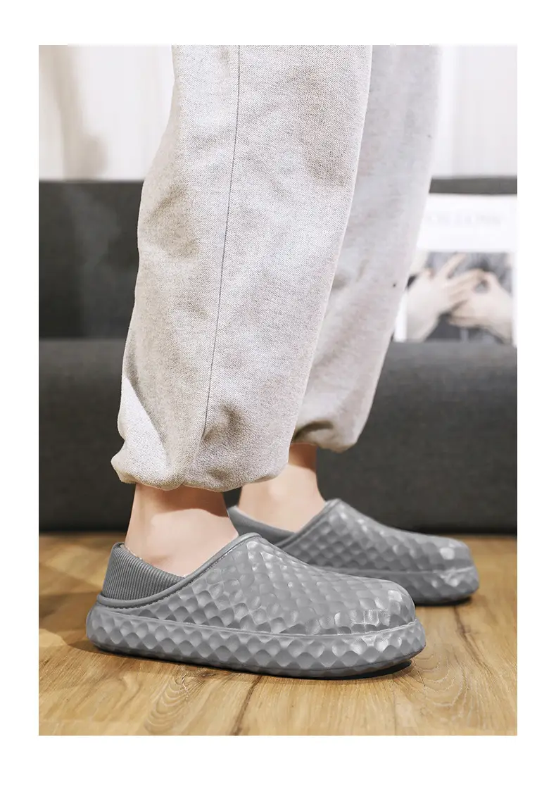 Winter Cotton Slippers Men Cream Warm Indoor — feature 14