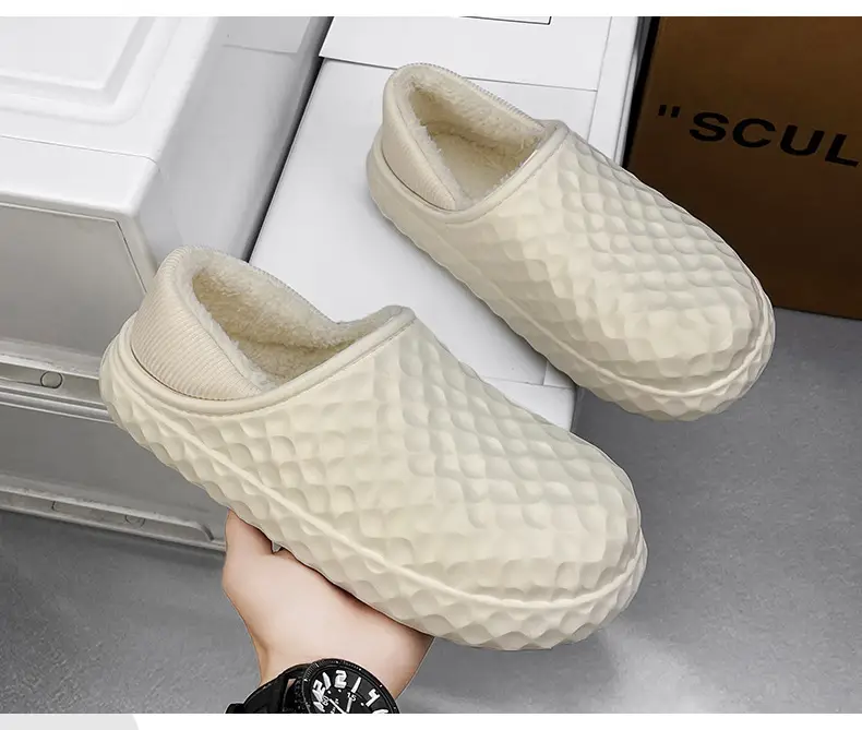 Winter Cotton Slippers Men Cream Warm Indoor — feature 20