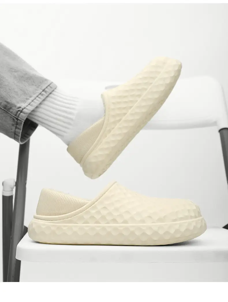 Winter Cotton Slippers Men Cream Warm Indoor — feature 25