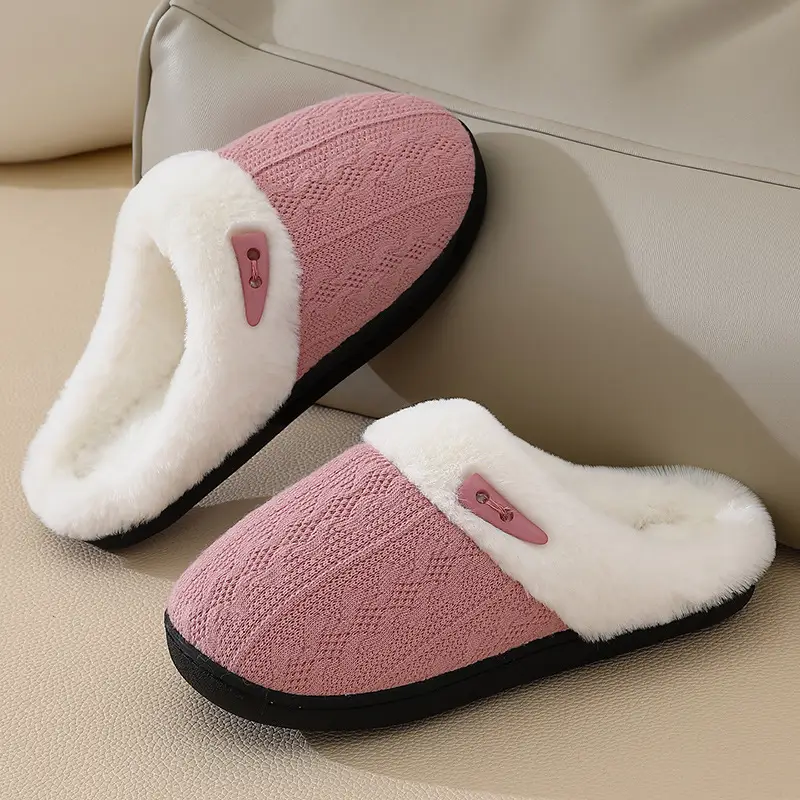 Autumn and Winter Cotton Slippers for Women 2025 New Indoor Home Thick-Soled Warm Anti-Slip Couple Plush Slippers for Men - Image 5