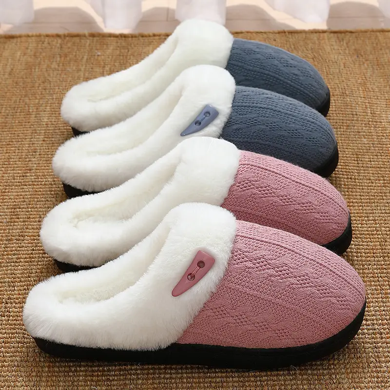 Autumn and Winter Cotton Slippers for Women 2025 New Indoor Home Thick-Soled Warm Anti-Slip Couple Plush Slippers for Men - Image 6