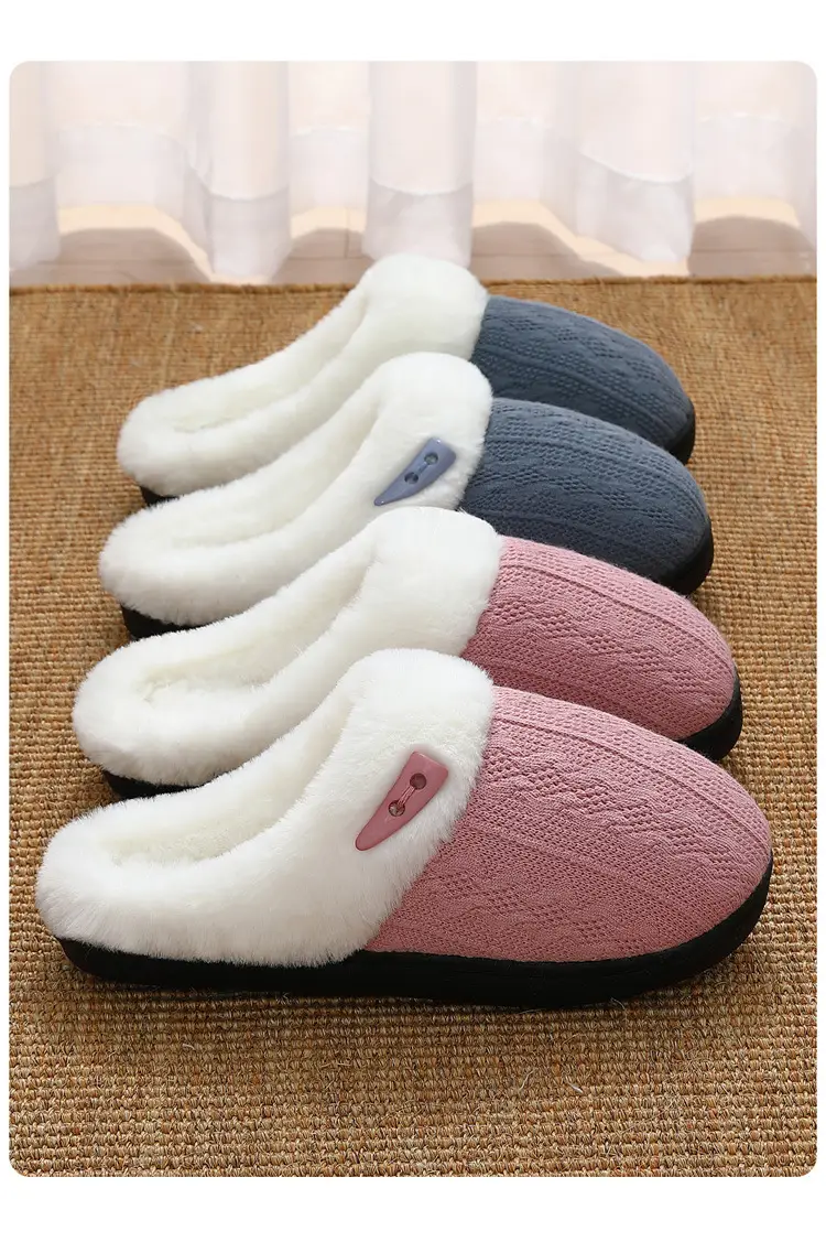 Autumn and Winter Cotton Slippers for Women 2025 New Indoor Home Thick-Soled Warm Anti-Slip Couple Plush Slippers for Men — feature 12
