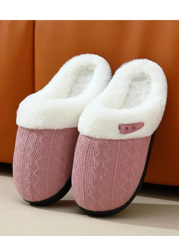 Autumn and Winter Cotton Slippers for Women 2025 New Indoor Home Thick-Soled Warm Anti-Slip Couple Plush Slippers for Men — feature 3