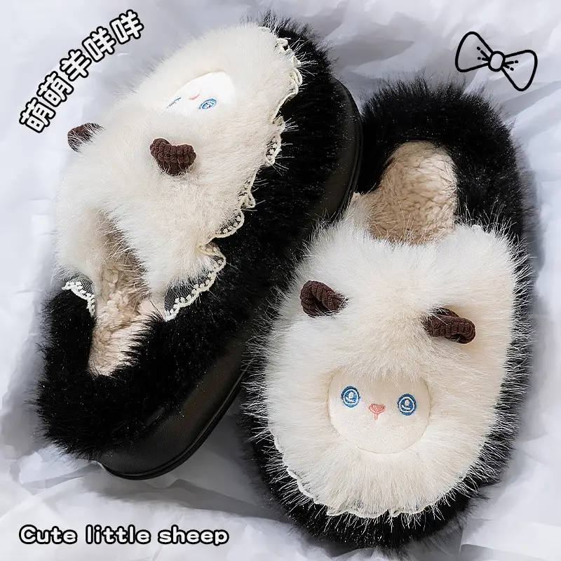 Cute Furry Cotton Slippers for Women Autumn Winter - Image 10
