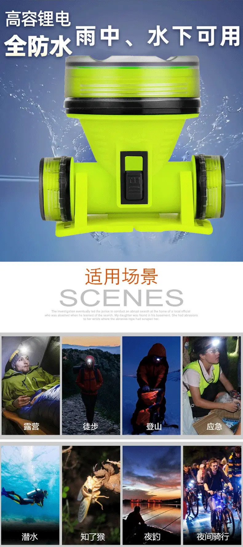 Rechargeable Waterproof Headlamp for Diving & Mining — feature 11