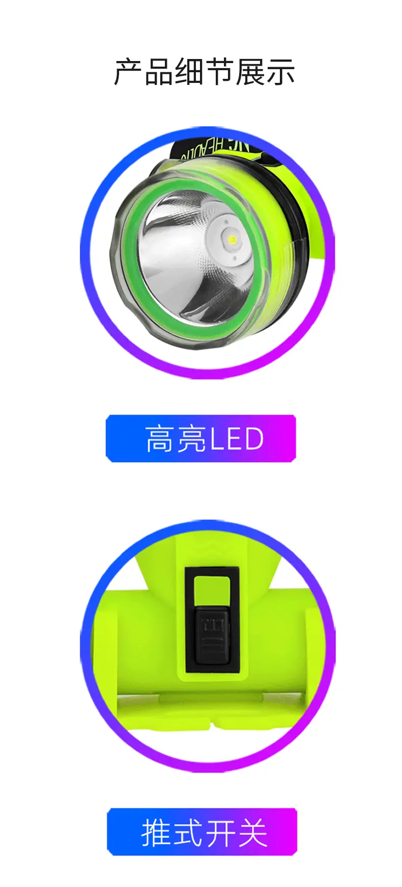 Rechargeable Waterproof Headlamp for Diving & Mining — feature 12