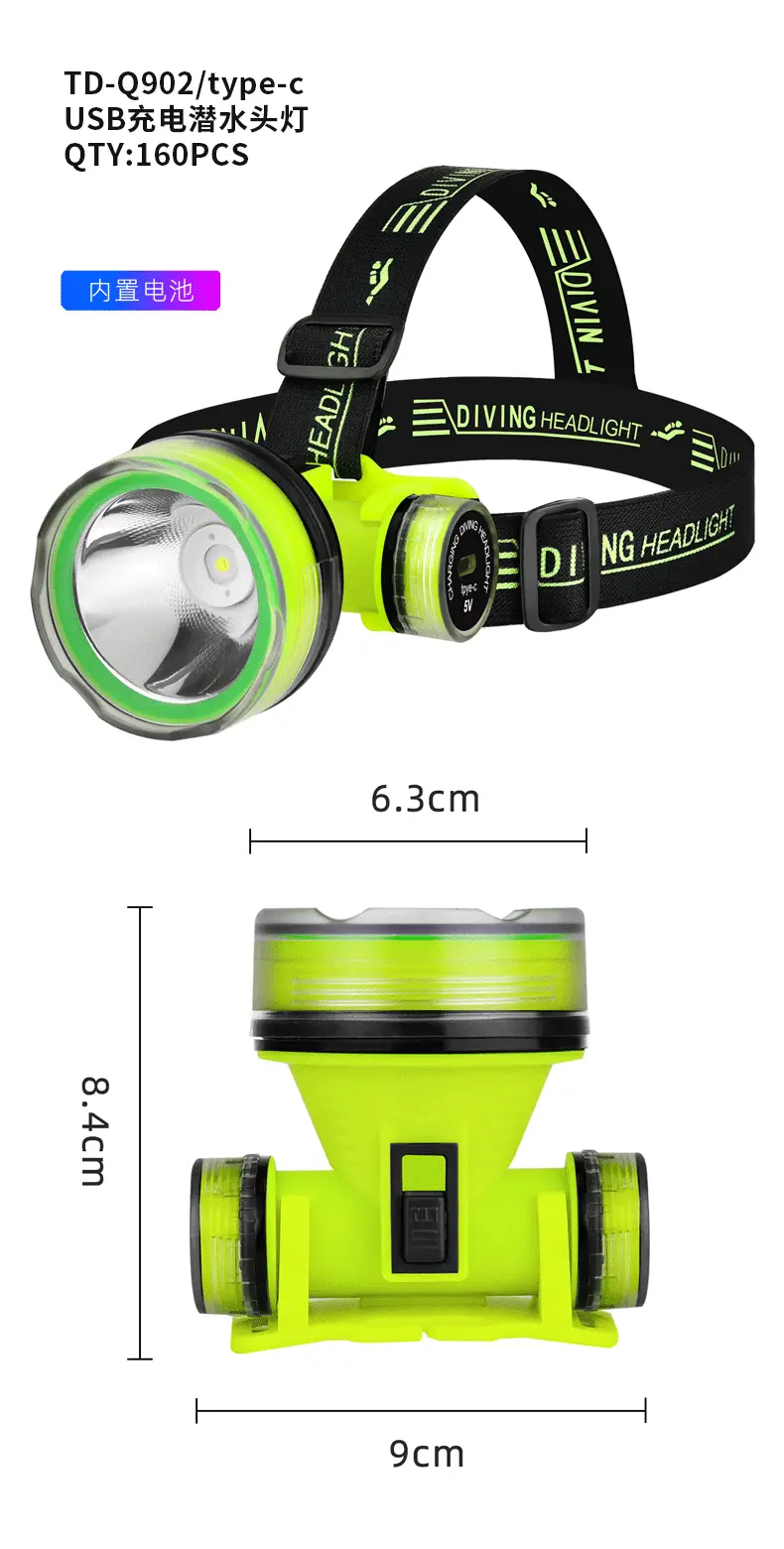 Rechargeable Waterproof Headlamp for Diving & Mining — feature 14