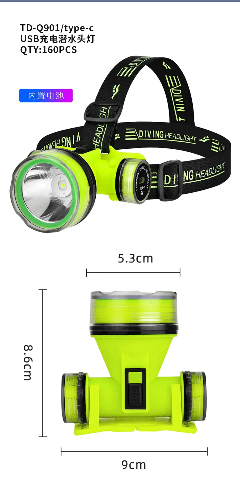 Rechargeable Waterproof Headlamp for Diving & Mining — feature 15