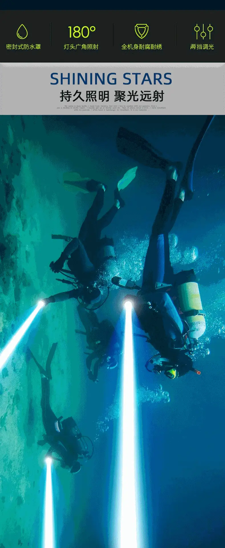 Rechargeable Waterproof Headlamp for Diving & Mining — feature 5