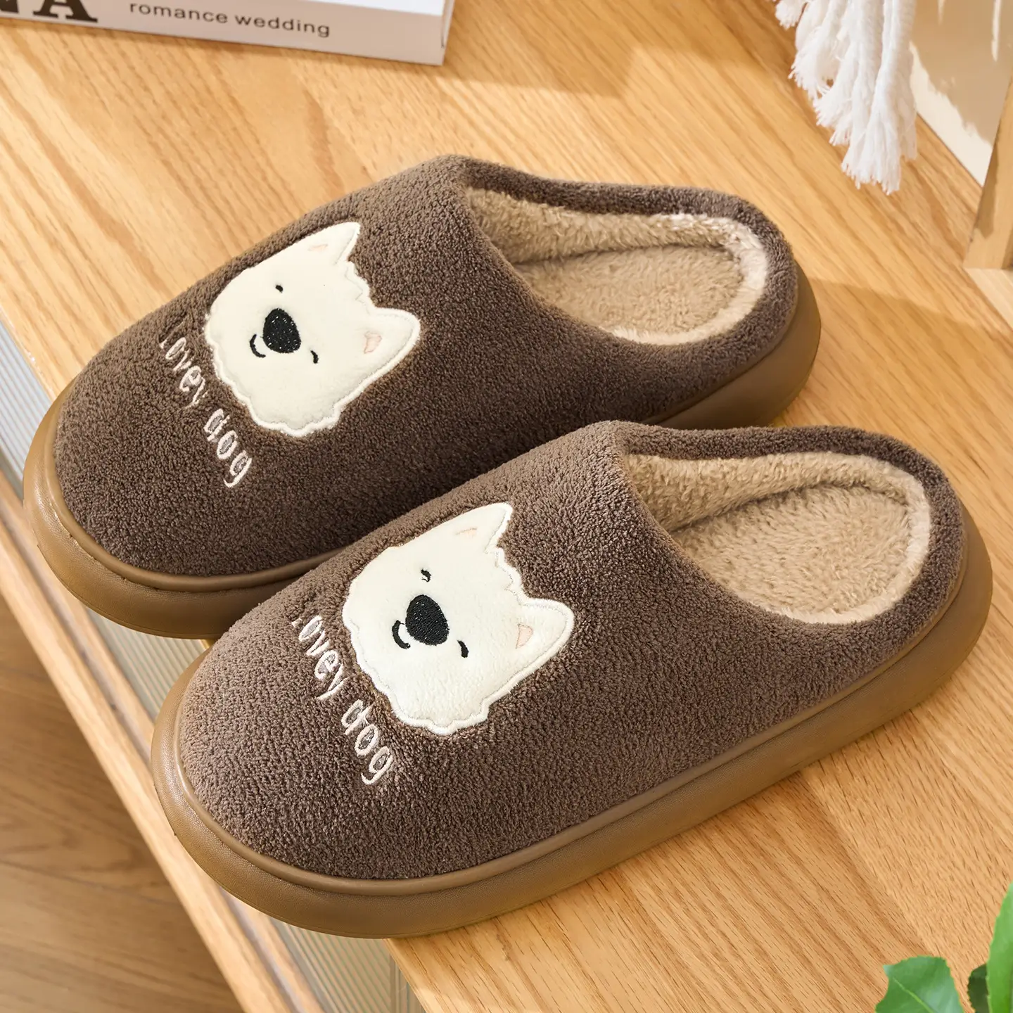 Cute Bear Cotton Slippers Women Winter Warm White - Image 4