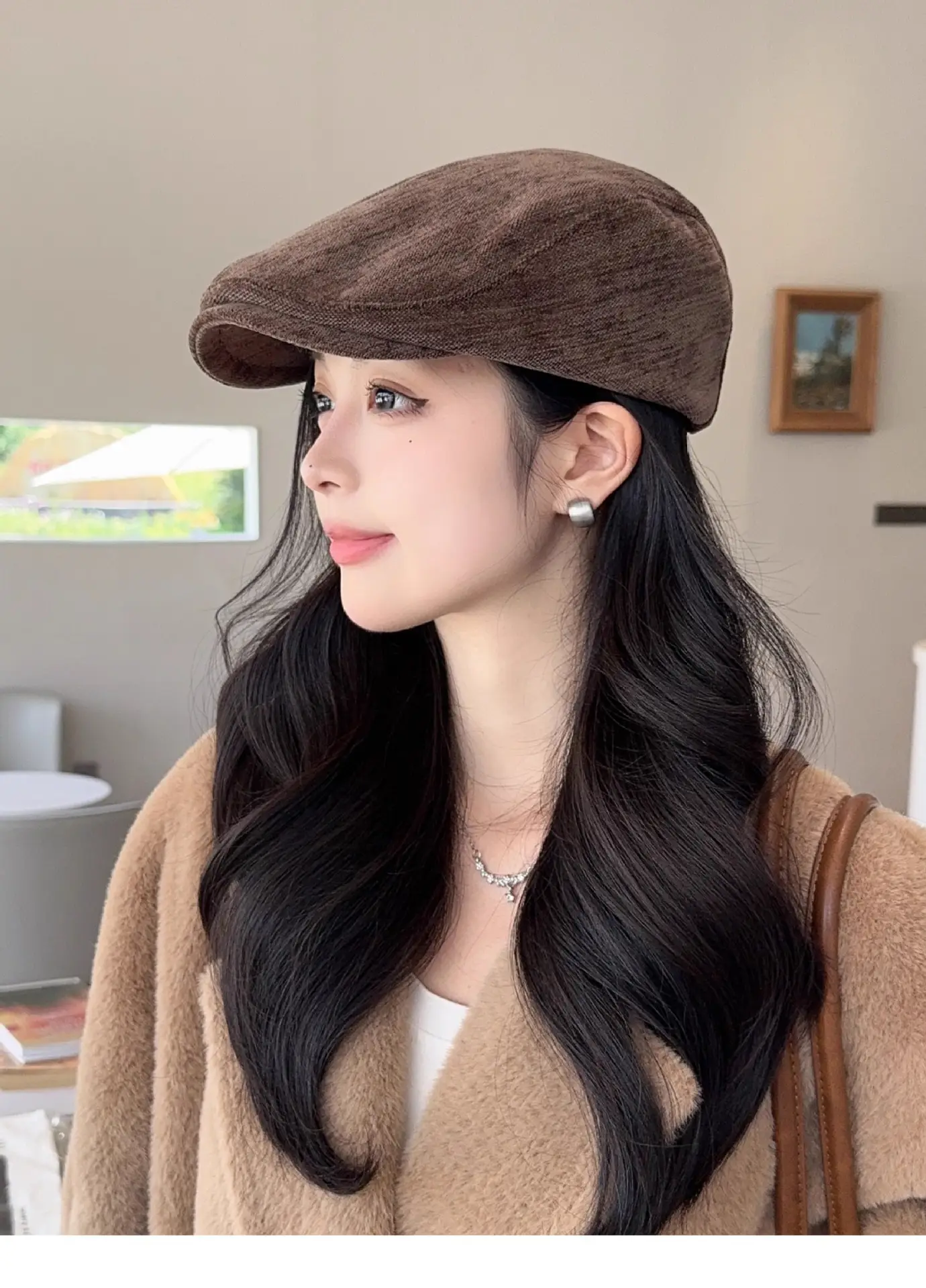 Women Korean Style Forward Cap Autumn Winter Face Slimming Newsboy Cap — feature 19