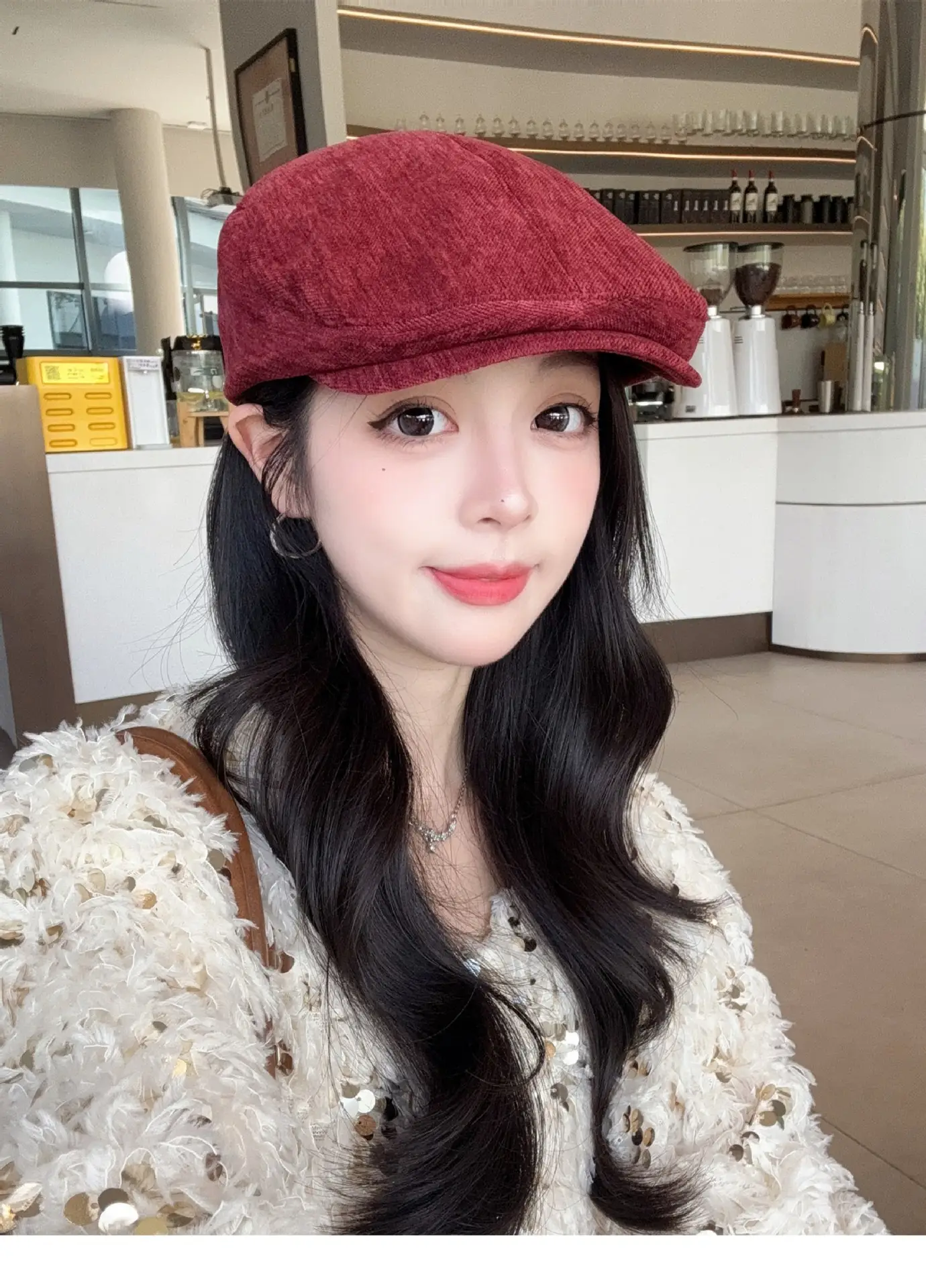 Women Korean Style Forward Cap Autumn Winter Face Slimming Newsboy Cap — feature 22