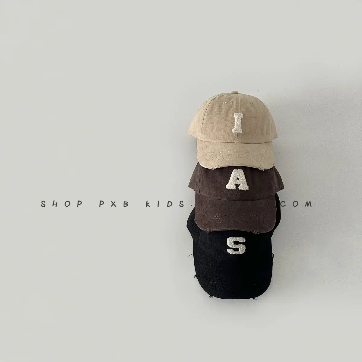 Kids Letter Embroidered Baseball Cap Black