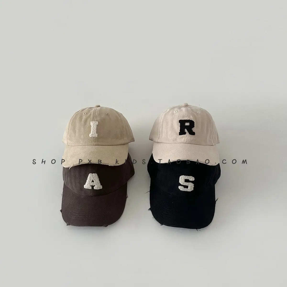 Kids Letter Embroidered Baseball Cap Black