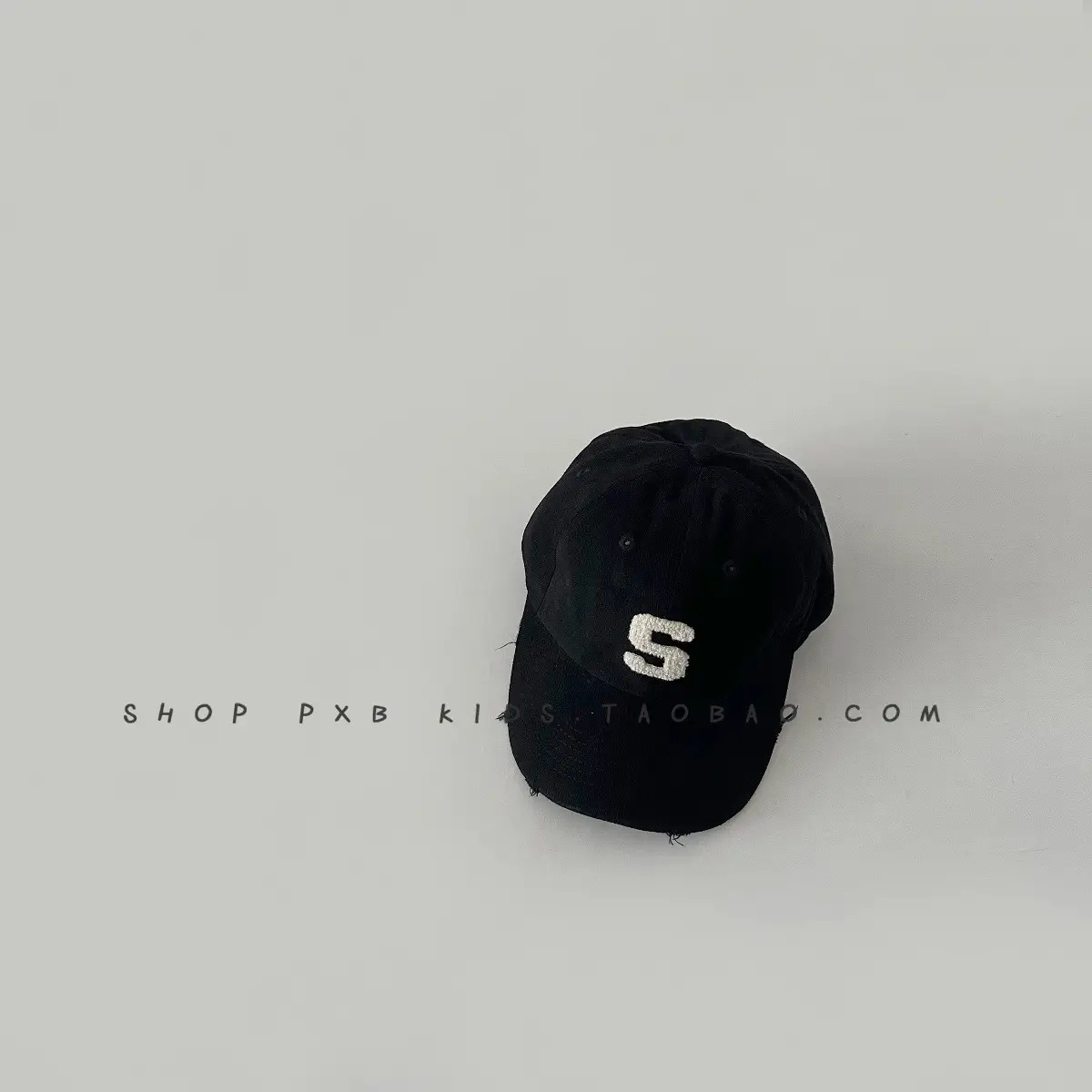 Kids Letter Embroidered Baseball Cap Black