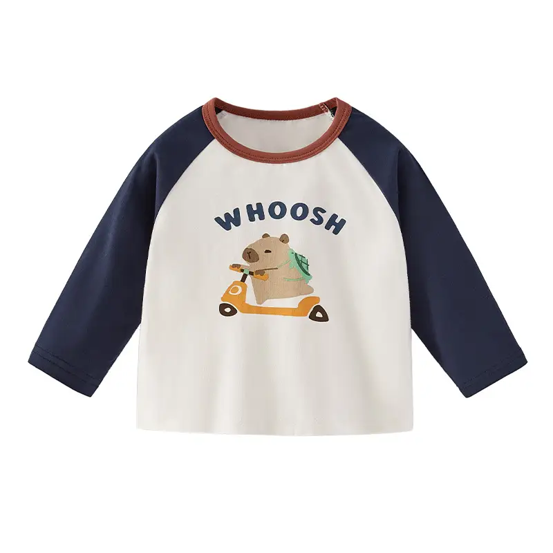 Boys Long Sleeve T-Shirt Spring Color Blocked Toddler Loose Fit