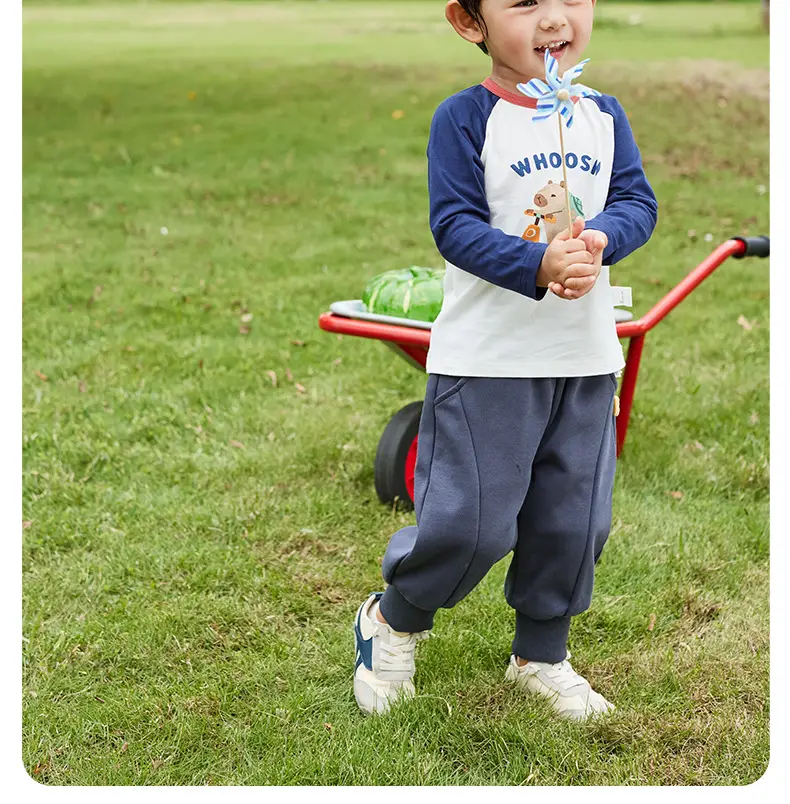 Boys Long Sleeve T-Shirt Spring Color Blocked Toddler Loose Fit — feature 12