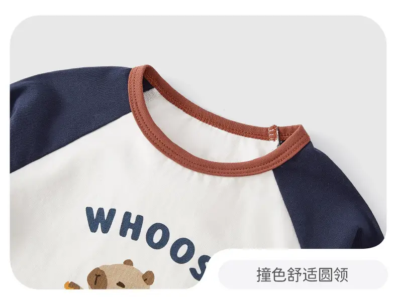 Boys Long Sleeve T-Shirt Spring Color Blocked Toddler Loose Fit — feature 21