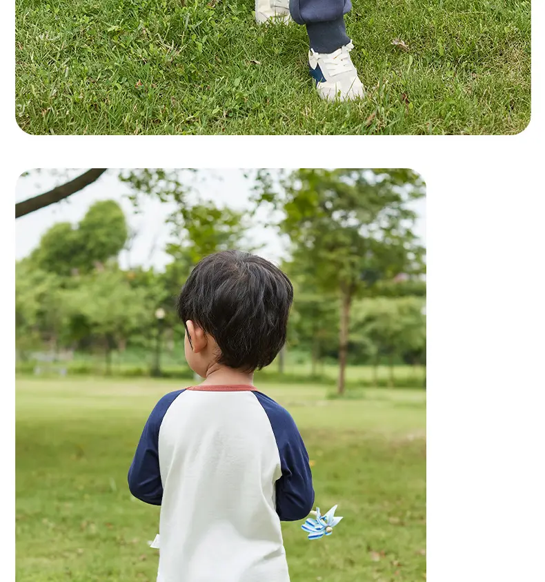 Boys Long Sleeve T-Shirt Spring Color Blocked Toddler Loose Fit — feature 9