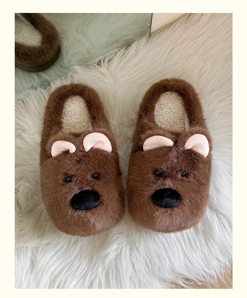 Cute Puppy Cotton Slippers for Women Winter Home Indoor Plush Warm Women's Home Soft Bottom Non-Slip Cotton Slippers Wholesale — feature 8