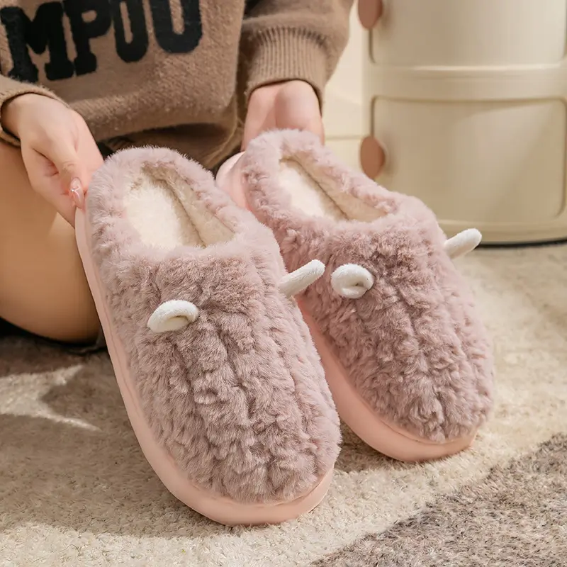 Eva Furry Slippers for Women, Cute Winter Home Indoor Household Warm Fleece-Lined Thick-Soled Couple Cotton Slippers Wholesale - Image 7