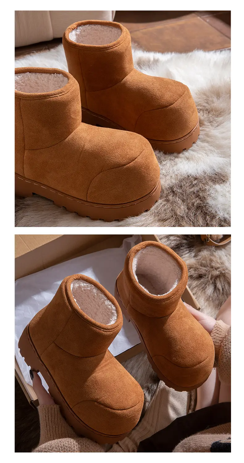 Thick-Soled Height-Increasing Cotton Slippers for Women, Snow Boots, Bread Boots for Women, 2025 Winter New Style, Knee-High Thickeneded Cotton Boots — feature 9