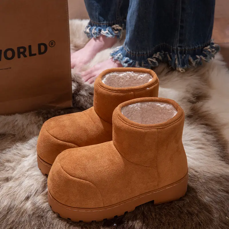 Thick-Soled Height-Increasing Cotton Slippers for Women, Snow Boots, Bread Boots for Women, 2025 Winter New Style, Knee-High Thickeneded Cotton Boots - Image 2