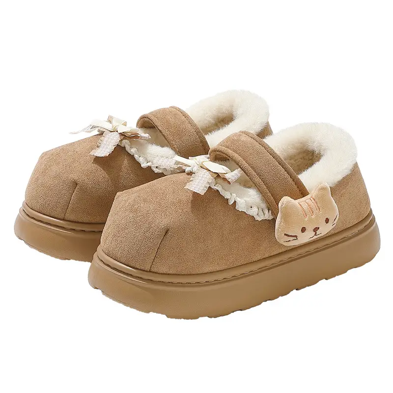Thick-Soled Cotton Slippers for Women in Winter, Cute Bow-Knot, Large Toe, Plush, Warm, Non-Slip, Closed-Back Cotton Shoes, Winter Wholesale - Image 8