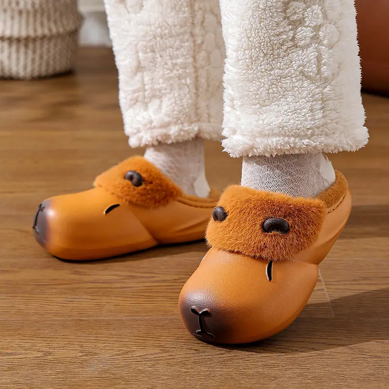 New Autumn Winter Kapibara Cotton Slippers for Kids Medium Large - Image 11