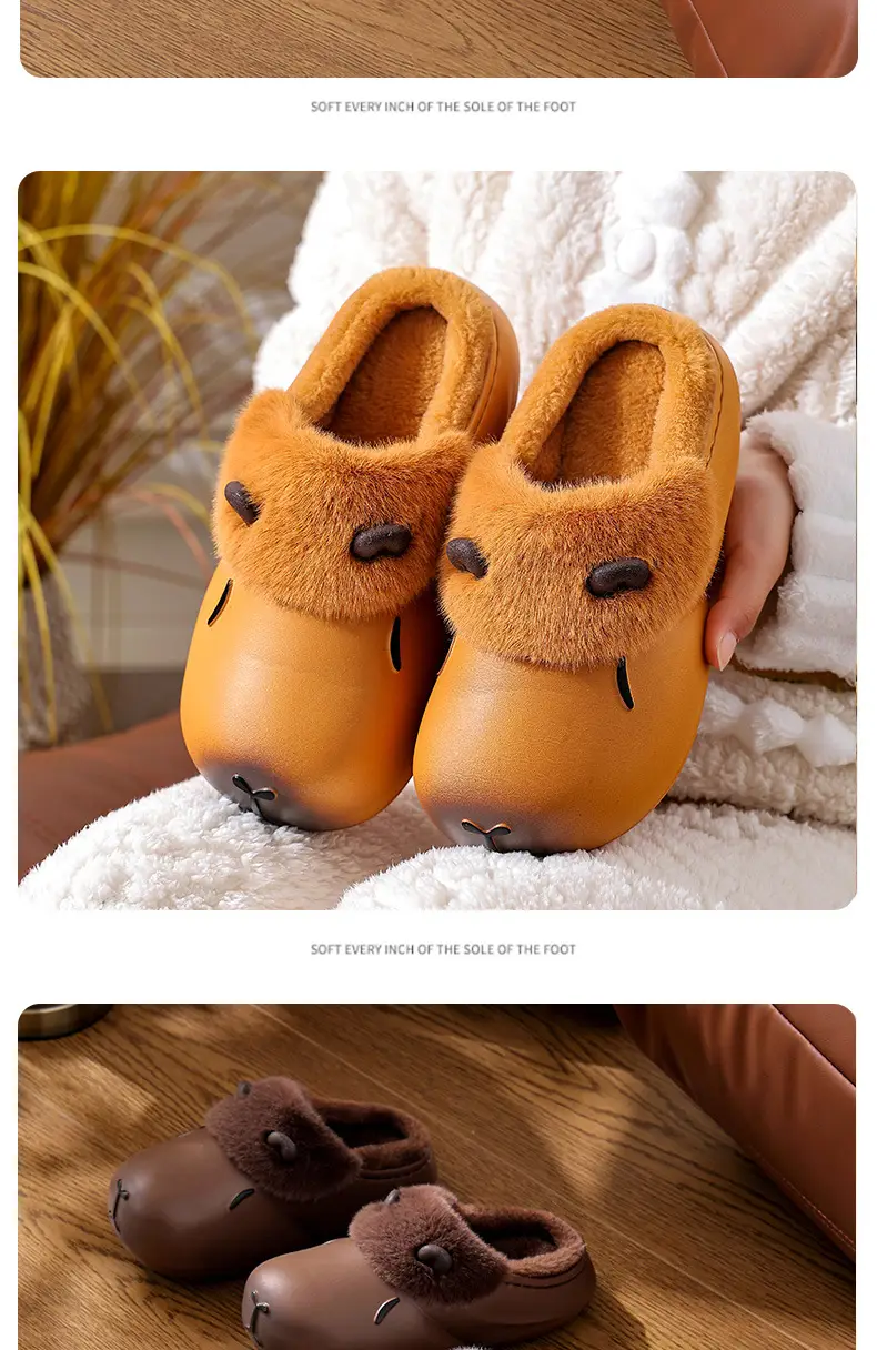 New Autumn Winter Kapibara Cotton Slippers for Kids Medium Large — feature 16