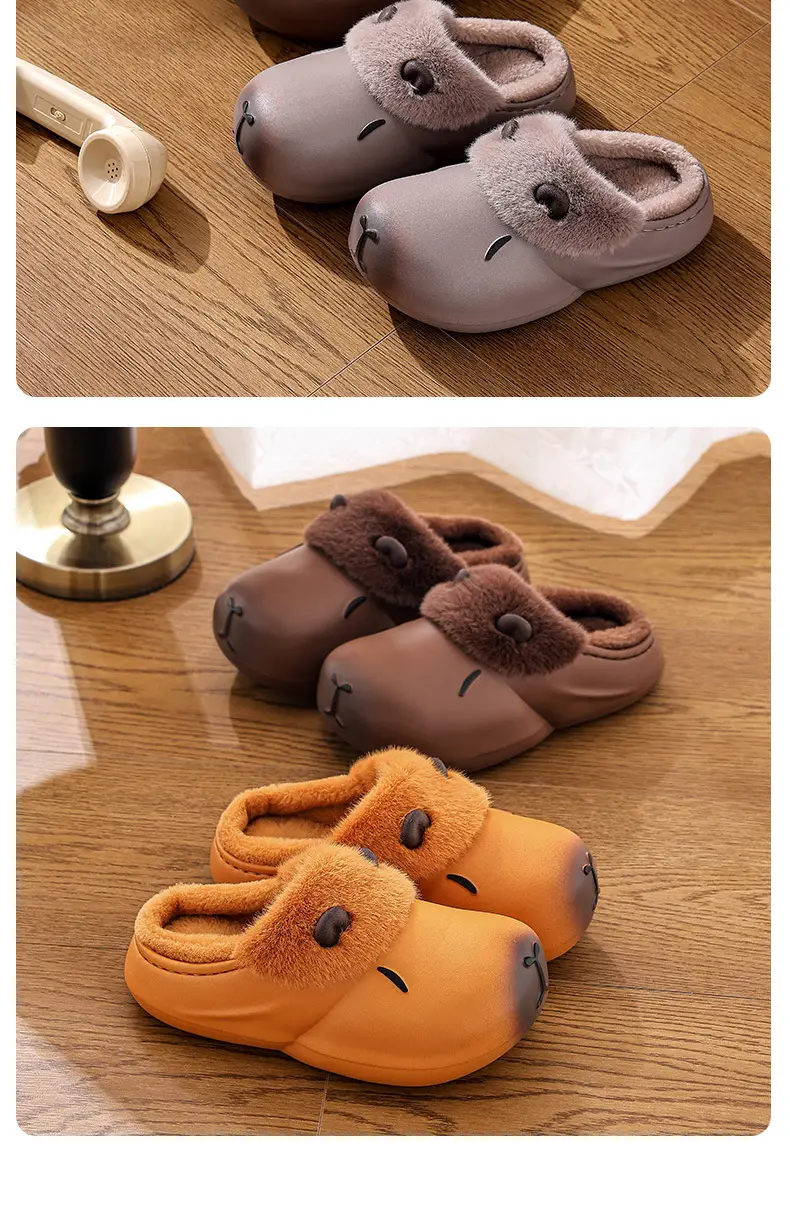 New Autumn Winter Kapibara Cotton Slippers for Kids Medium Large — feature 17