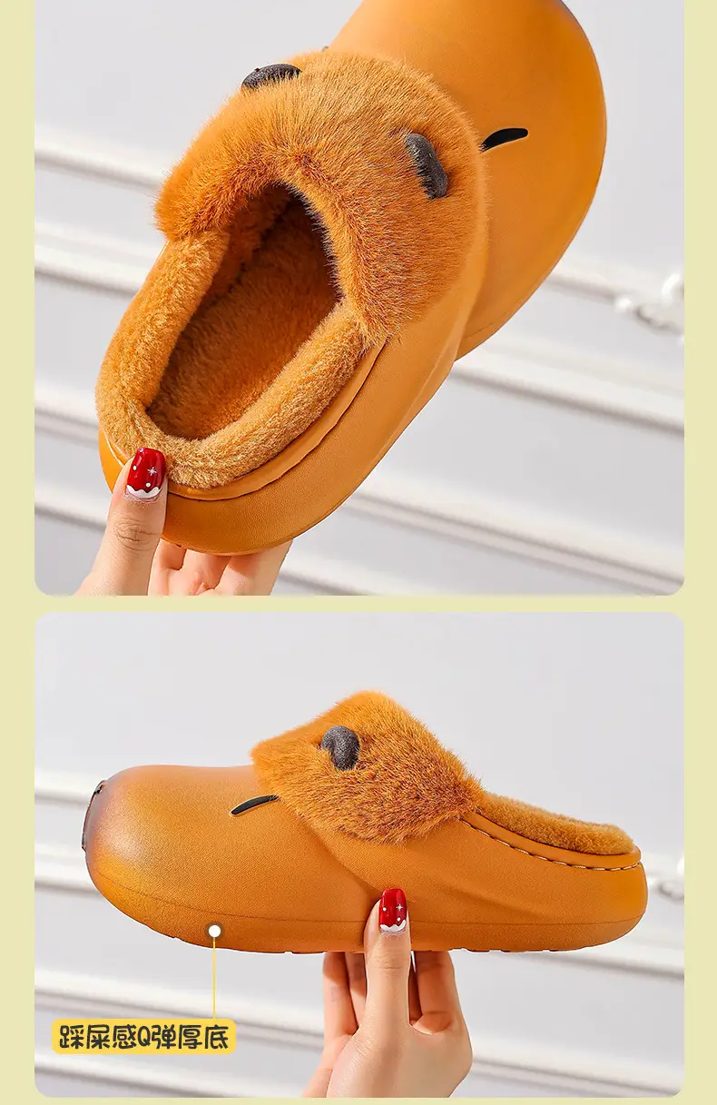 New Autumn Winter Kapibara Cotton Slippers for Kids Medium Large — feature 7