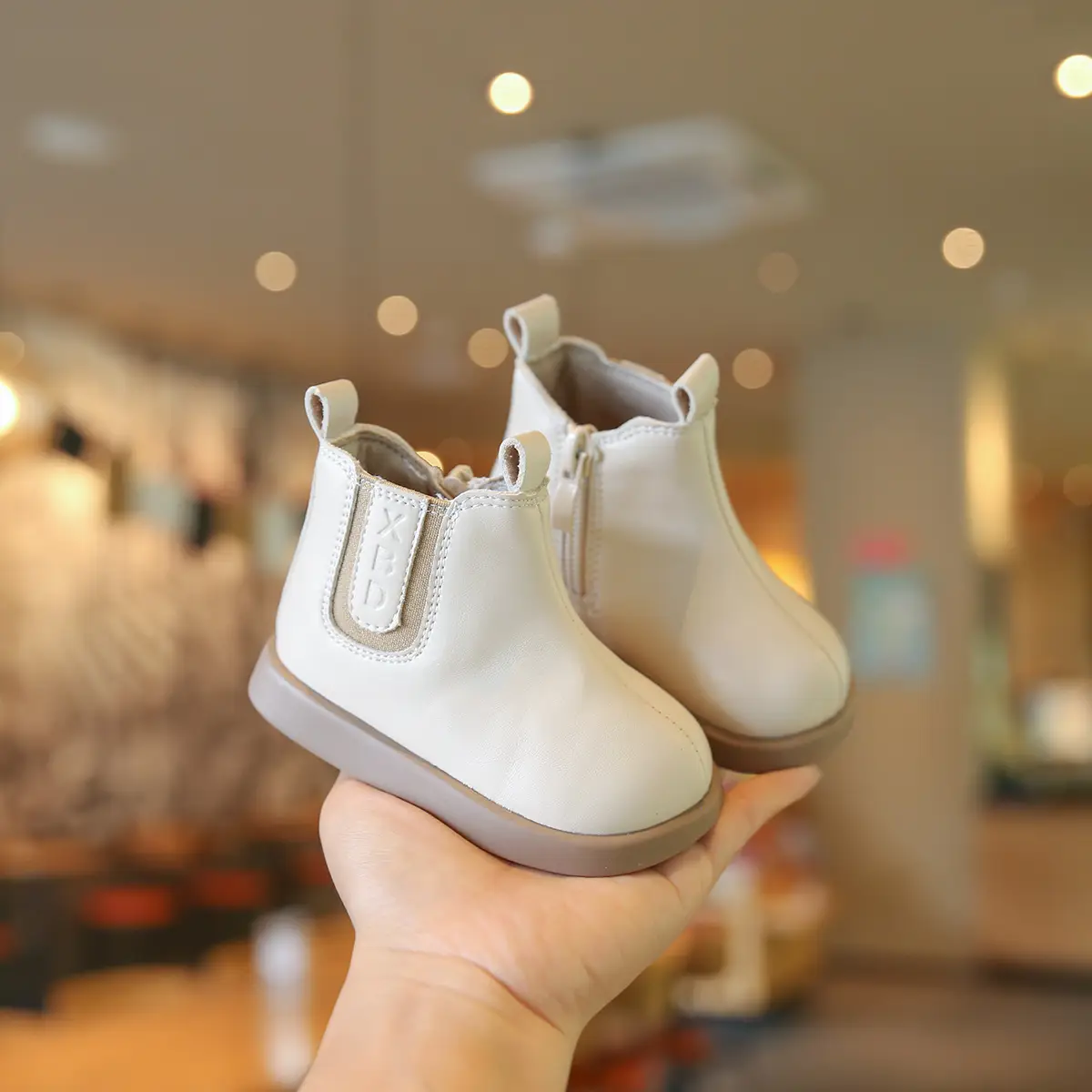 Black Leather Toddler Boots with Heat-Resistant Finish