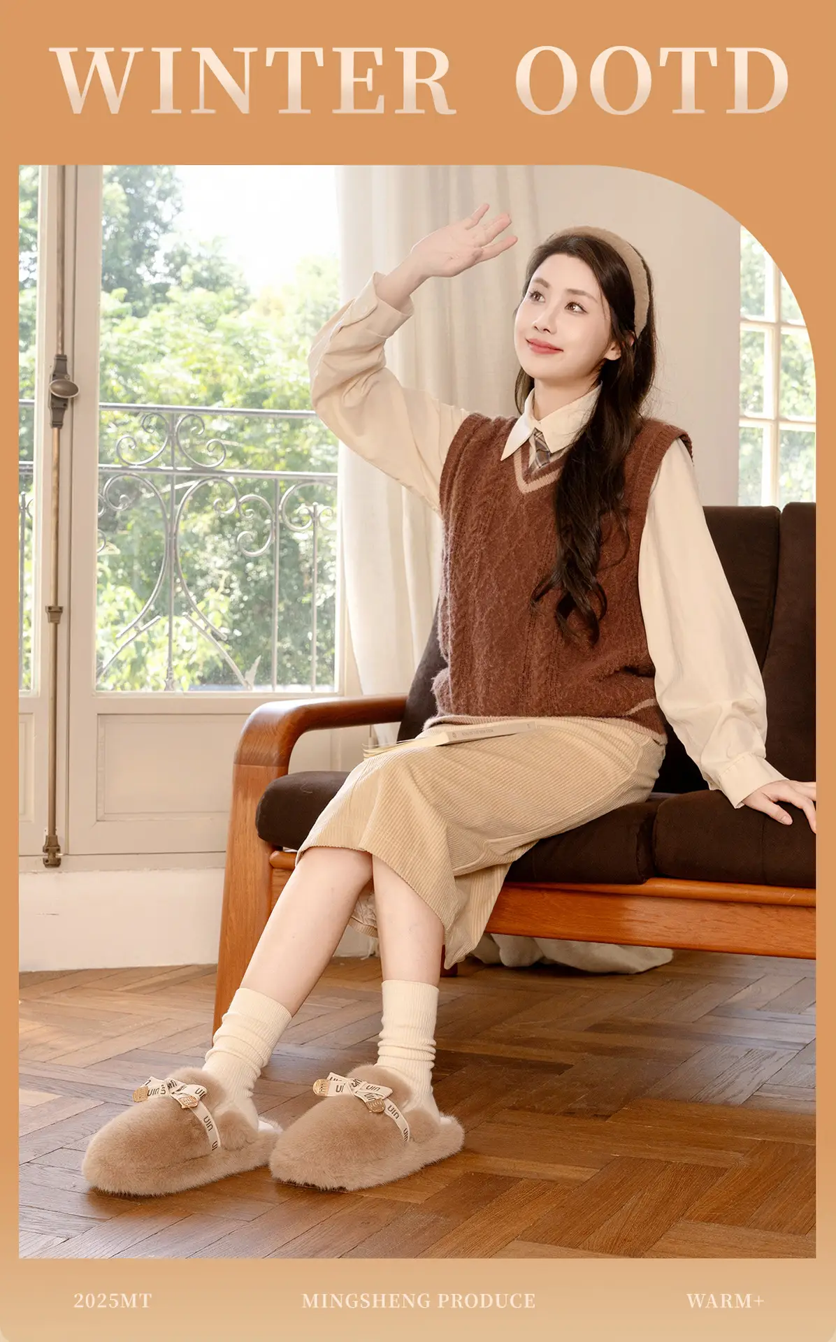 Women's Fleece Lined Rabbit Fur Slippers Winter Warm Anti-Slip — feature 1