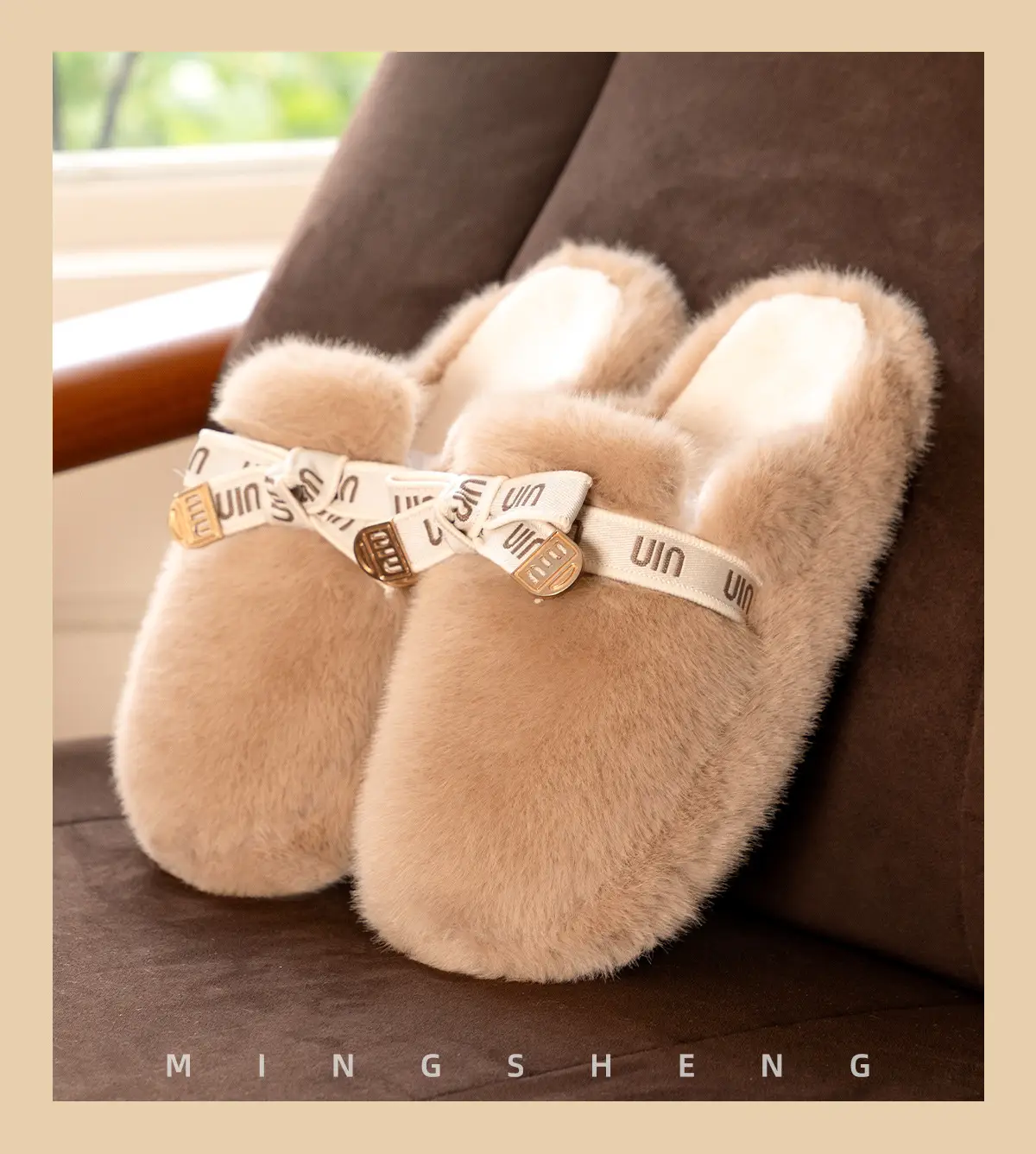 Women's Fleece Lined Rabbit Fur Slippers Winter Warm Anti-Slip — feature 7