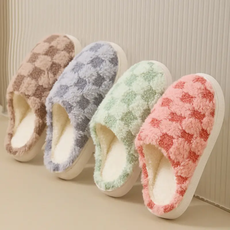 Cute Pink Fleece Slippers for Women Autumn Winter - Image 8