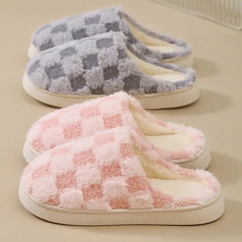 Cute Pink Fleece Slippers for Women Autumn Winter - Image 9