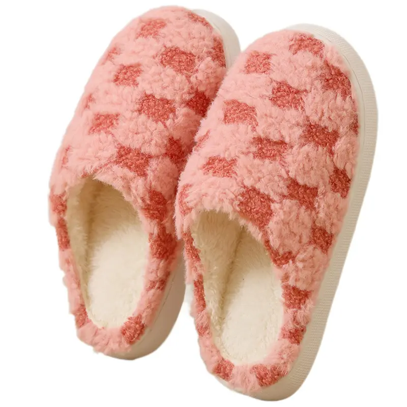 Cute Pink Fleece Slippers for Women Autumn Winter - Image 11