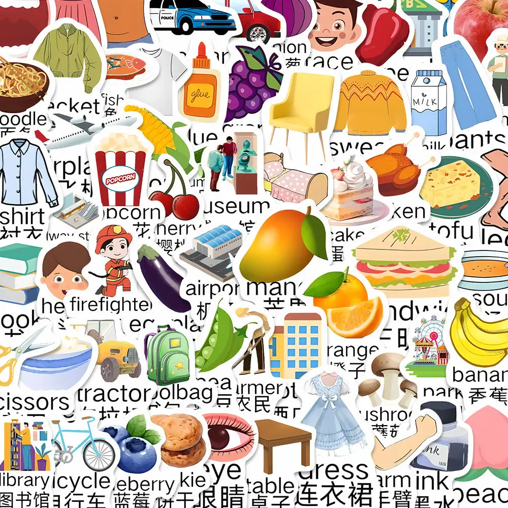 260 Primary School Special English Stickers for Kidsren Commonly Used Simple Words Enlightenment Notebook Handbook Stickers Waterproof - Image 2