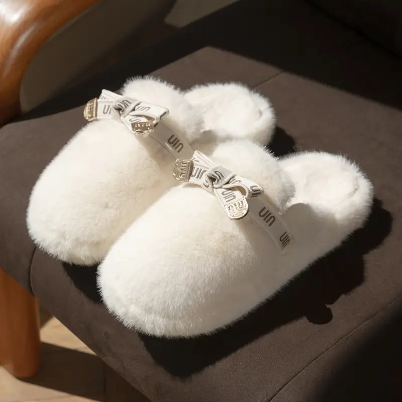 New Cotton Slippers for Women in Winter Thickened Versatile Indoor Non-Slip Home Cute Plush Slippers Home Cotton Slippers