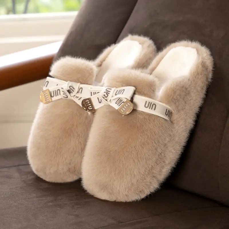 New Cotton Slippers for Women in Winter Thickened Versatile Indoor Non-Slip Home Cute Plush Slippers Home Cotton Slippers