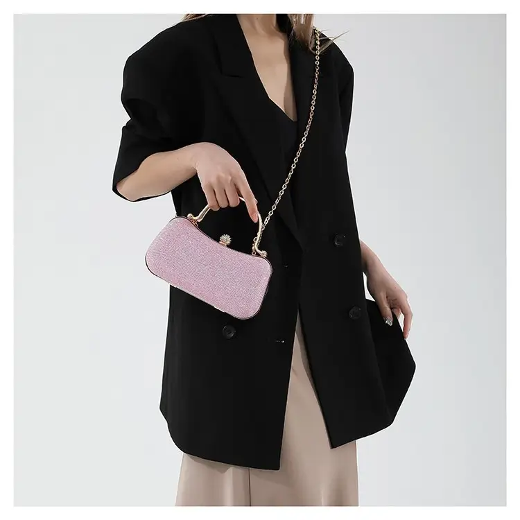 Textured Gold Women's Shoulder Bag with Chain Crossbody