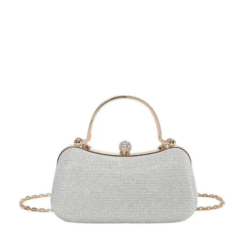Textured Gold Women's Shoulder Bag with Chain Crossbody