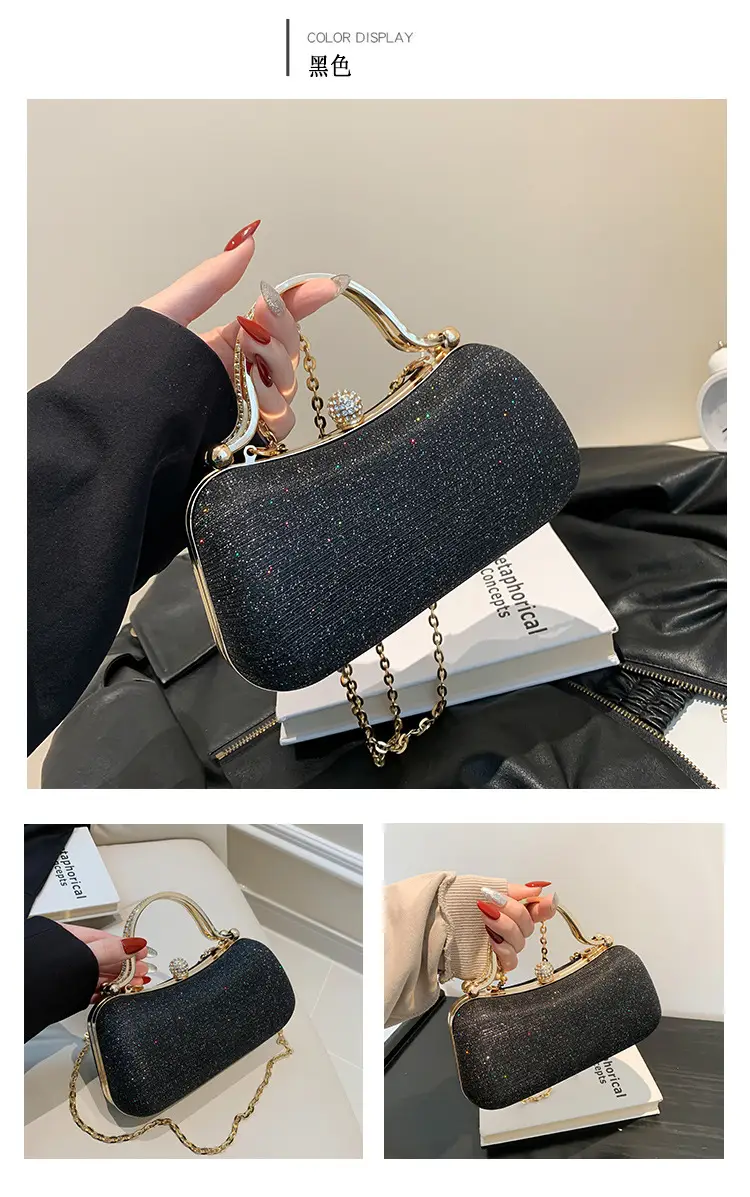Textured Gold Women's Shoulder Bag with Chain Crossbody — feature 10