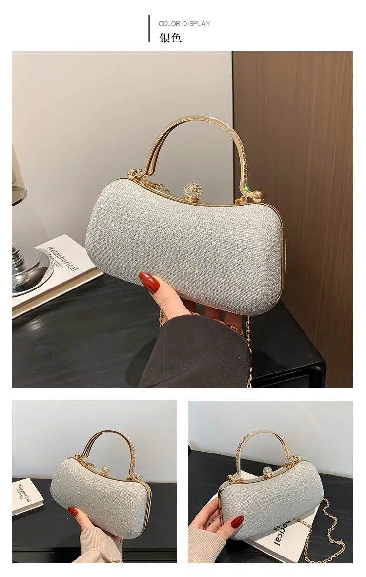 Textured Gold Women's Shoulder Bag with Chain Crossbody — feature 12